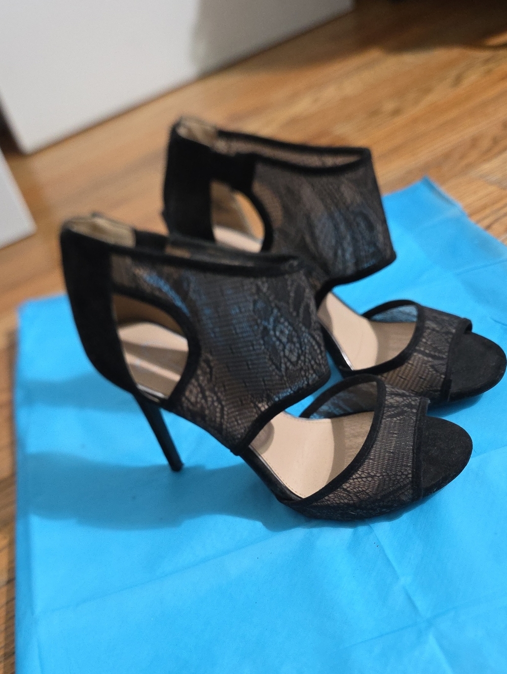 Jessica Simpson Black Lace Cutout Stiletto Heels